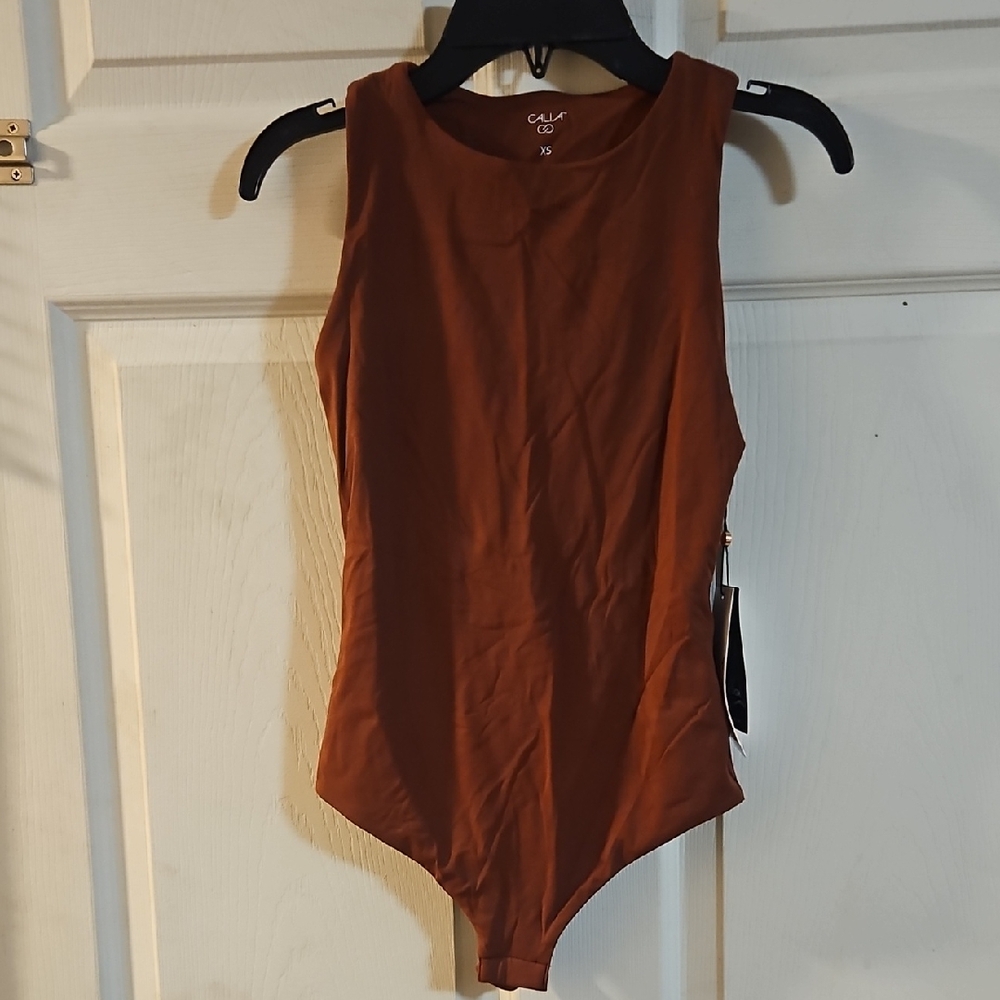 CALIA Women's Inspire Tank Bodysuit: RED BROWN: NEW WITH TAGS: SIZE XS